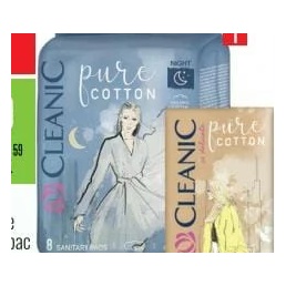 Cleanic Pure Cotton absorbante igienice de noapte din bumbac 8 buc