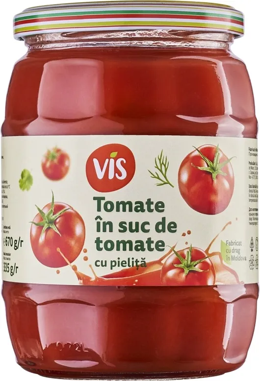 VIS roșii în suc de roșii, 670 g