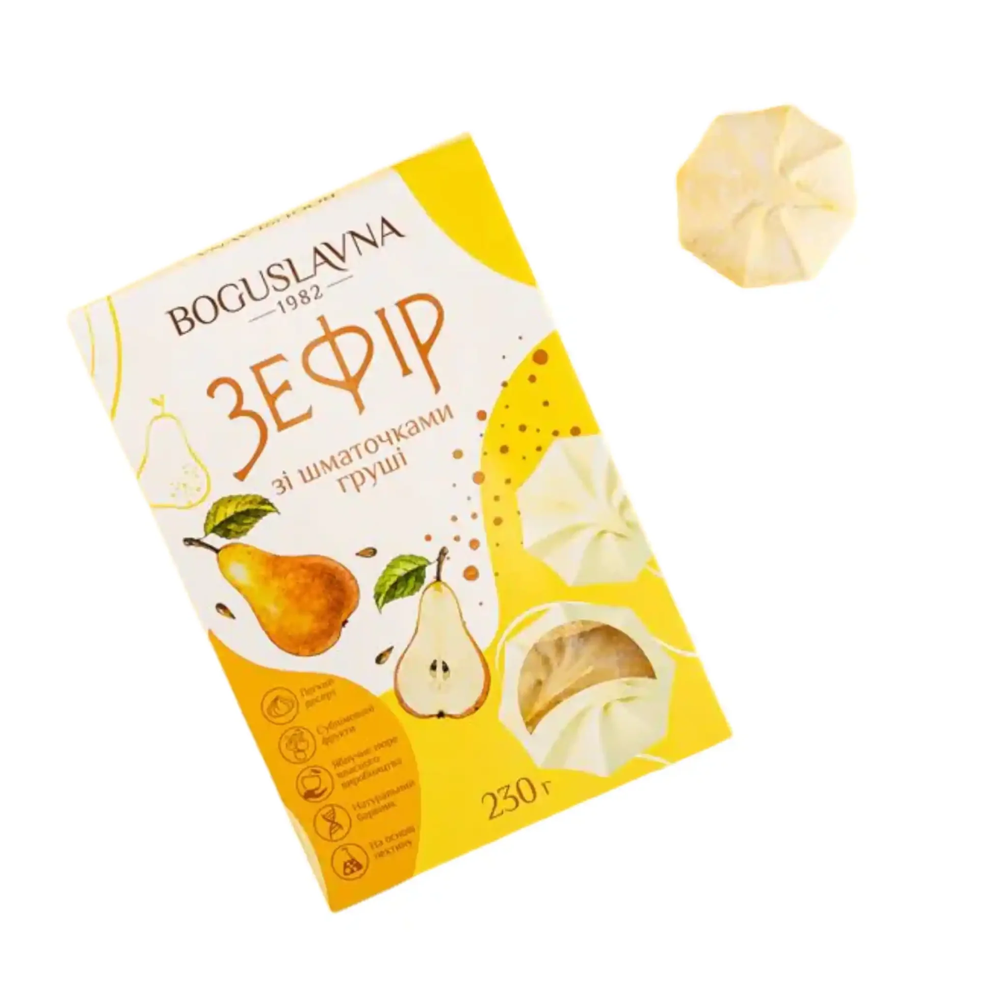 БОГУСЛАВНА zefir cu bucăți de pară, 230 g