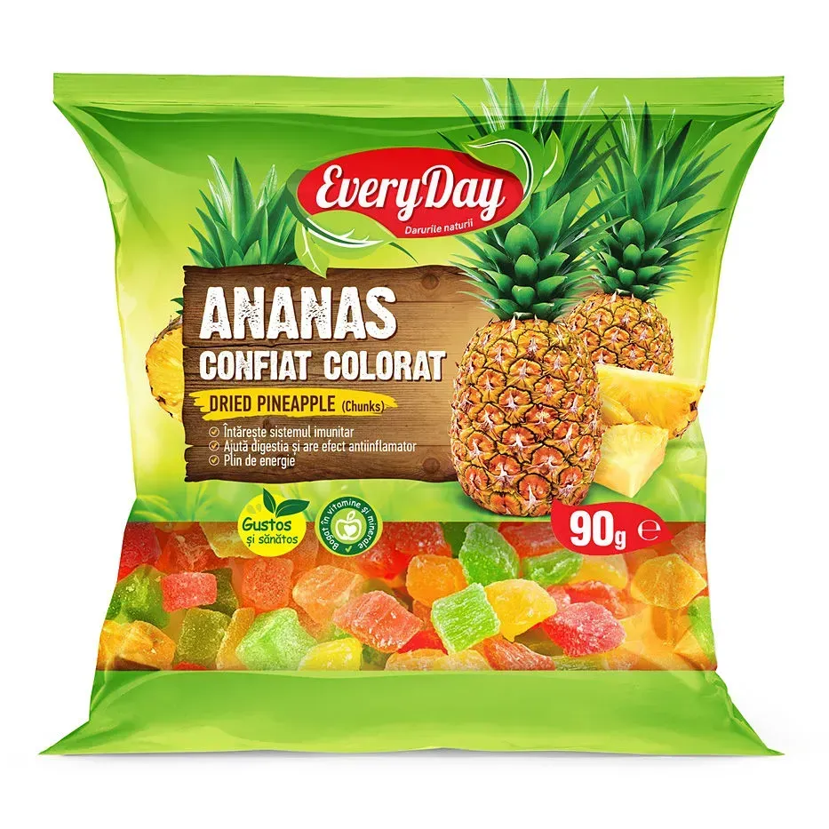 EVERYDAY cuburi de ananas uscat, 90 g