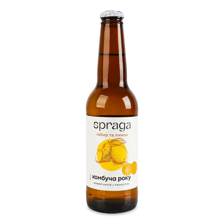 SPRAGA kombucha cu ghimbir și lămâie, 0,33 l