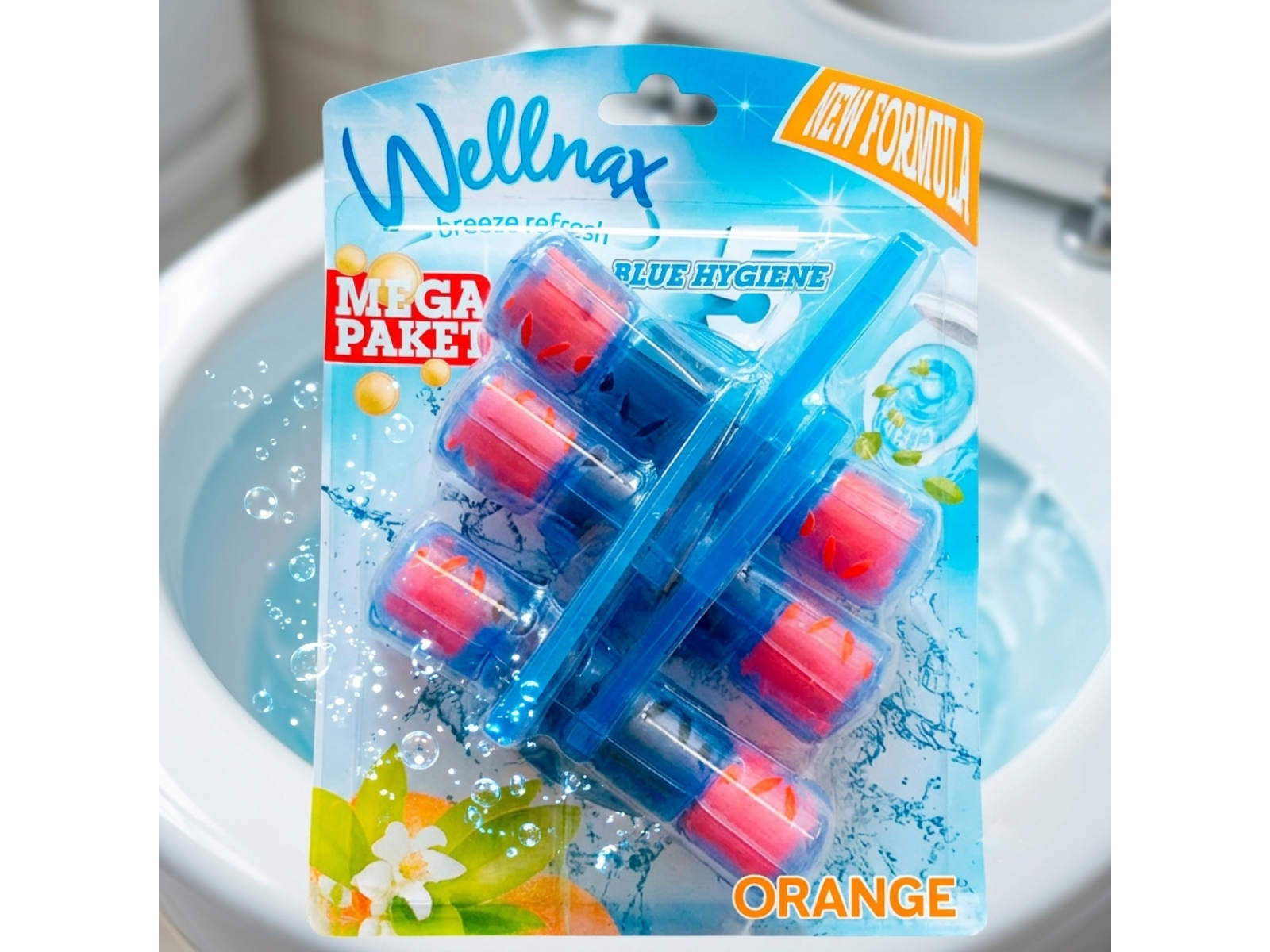 Block odorizant Blue Water 3 Mega Orange 3x50g Wellnax