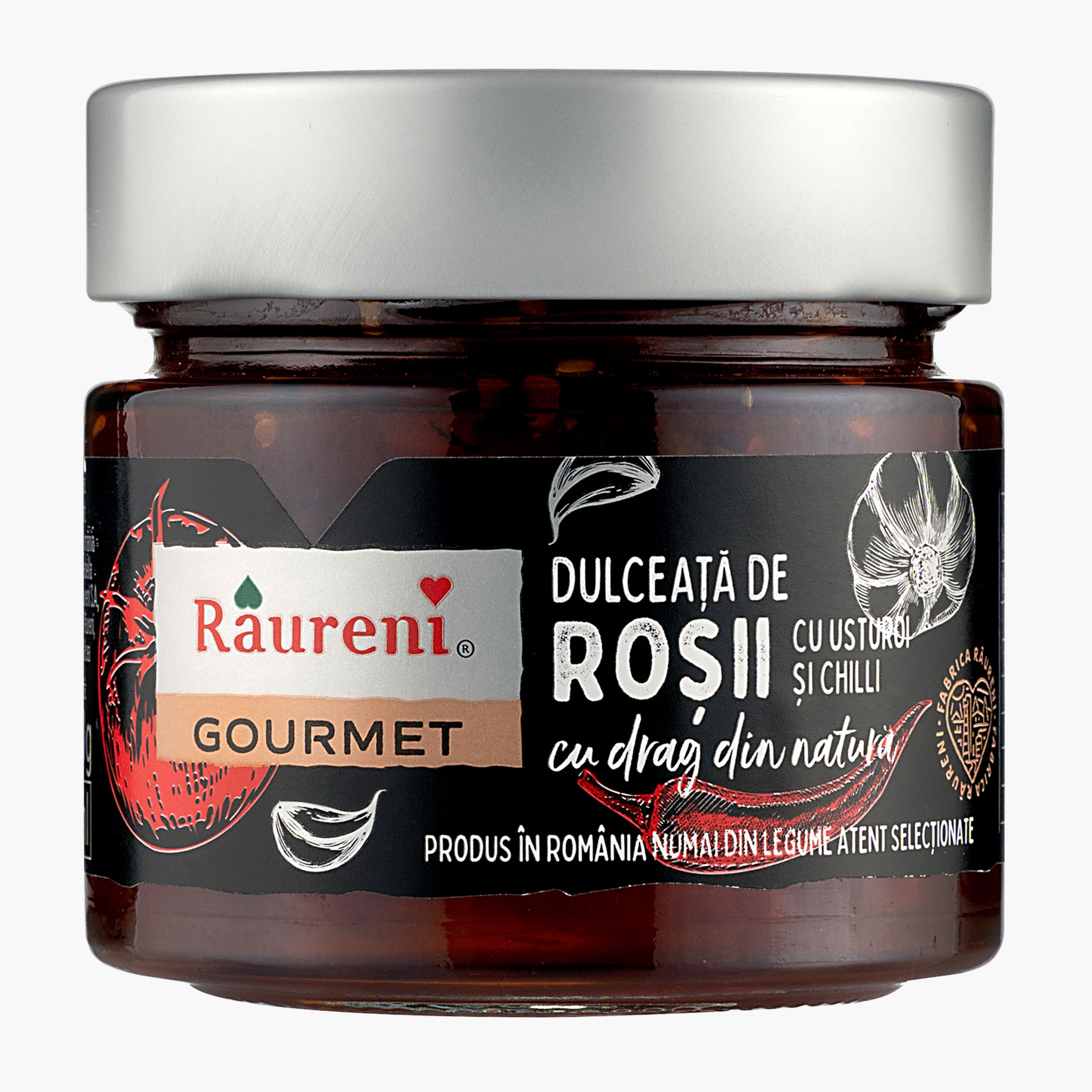 Râureni dulceață de roșii cu usturoi și chili, 250 g