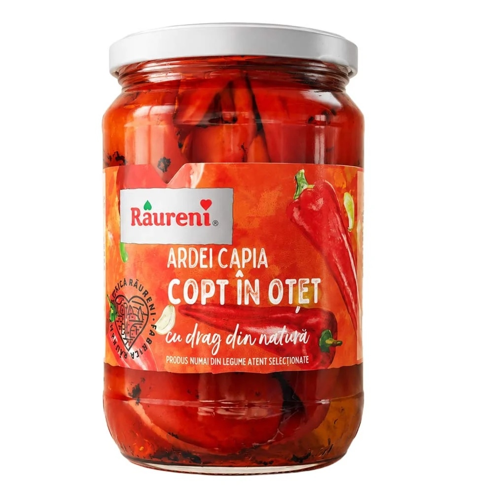 Râureni ardei capia copt în oțet, 690 g