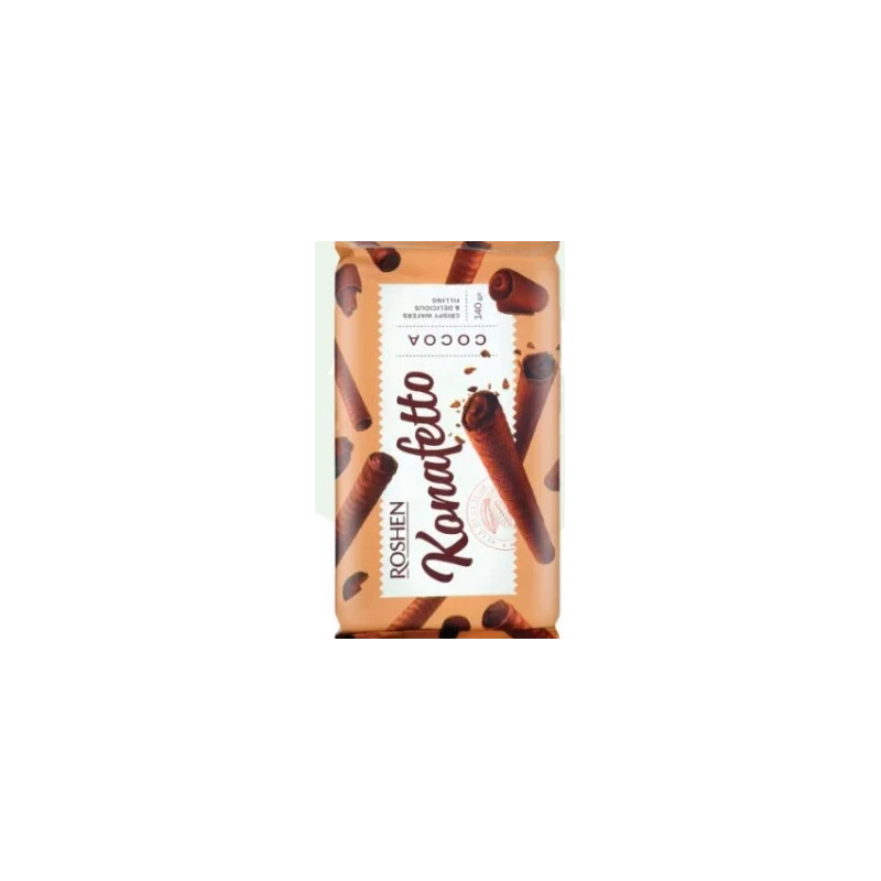 Roshen Konafetto tuburi de vafe cacao sau nuci, 140 g