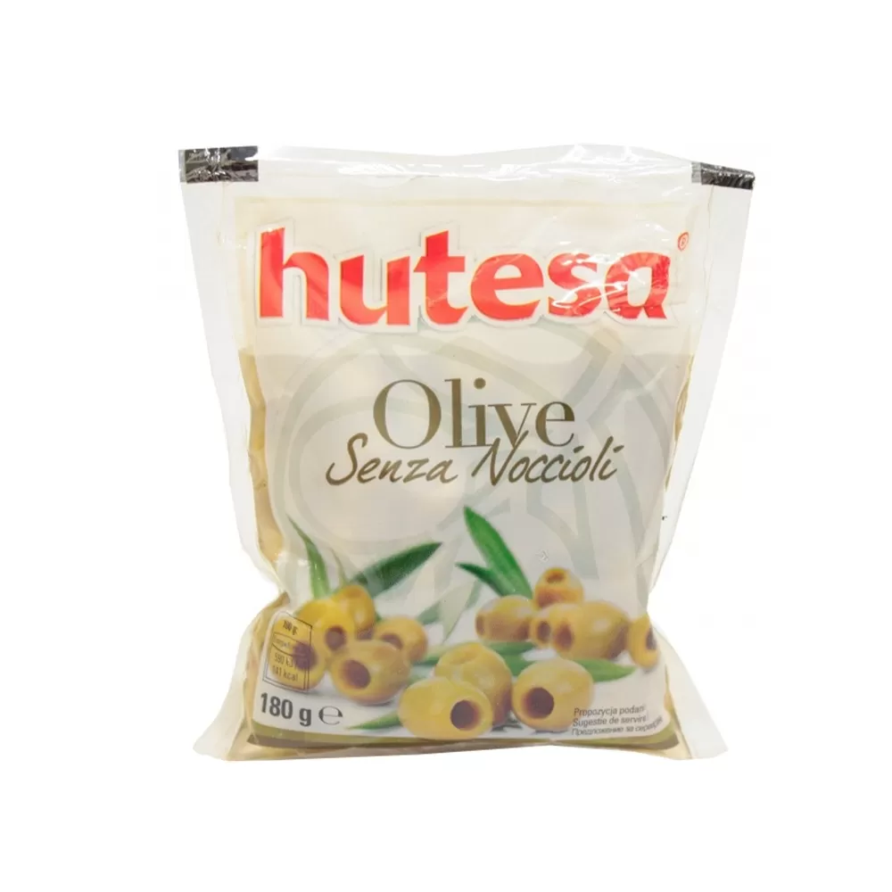 HUTESA Зелёные оливки с перцем/без косточек, 180 г