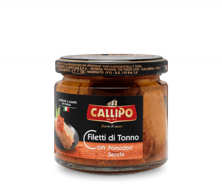 Fileu de ton cu roșii uscate în ulei de măsline Callipo, 200g