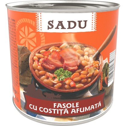 Sadu Fasole cu costiță afumată / cârnați afumați 820 g