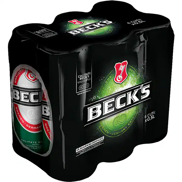 BECK'S Bere blondă, 5% alcool, 6 x 0,5 l