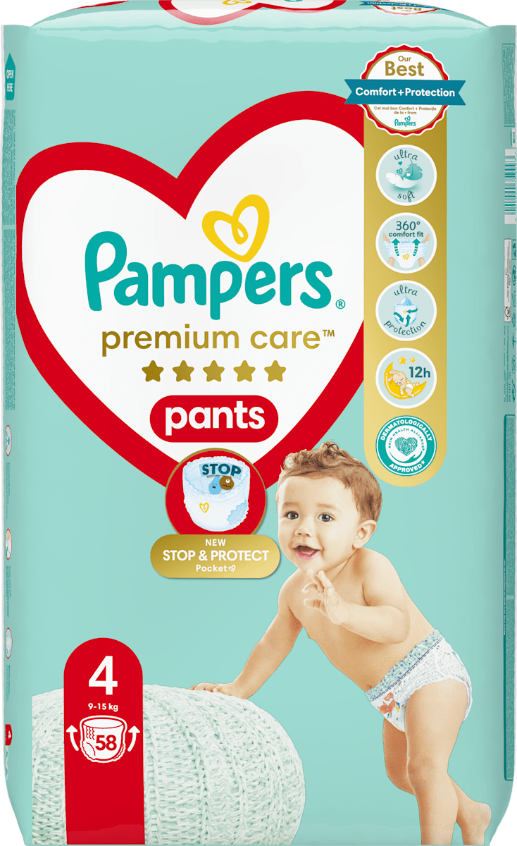 PAMPERS PREMIUM CARE Scutece pentru copii pants 3 / 4 / 5 / 6 70 / 58 / 50 / 46 buc