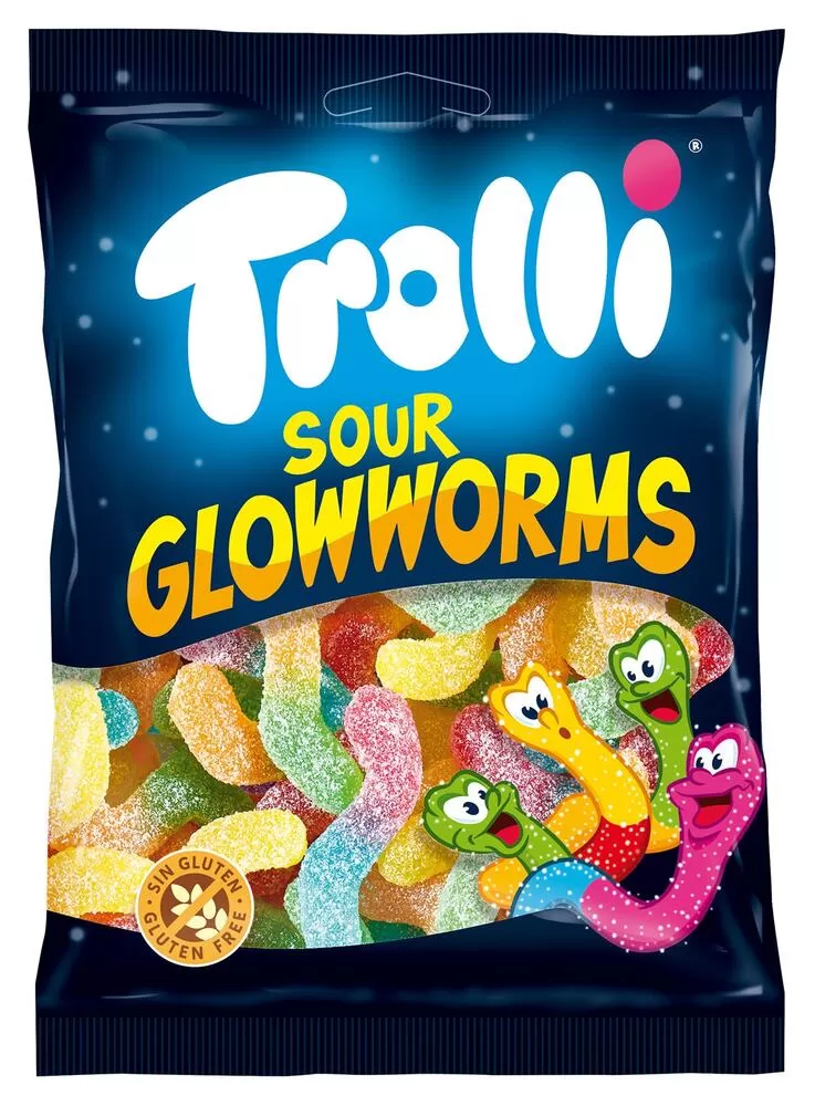 Trolli Sour Glowworms bomboane gumate, 100 g