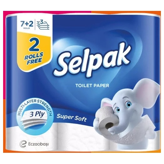 Selpak hârtie igienică, 7+2 role gratis, 3 straturi