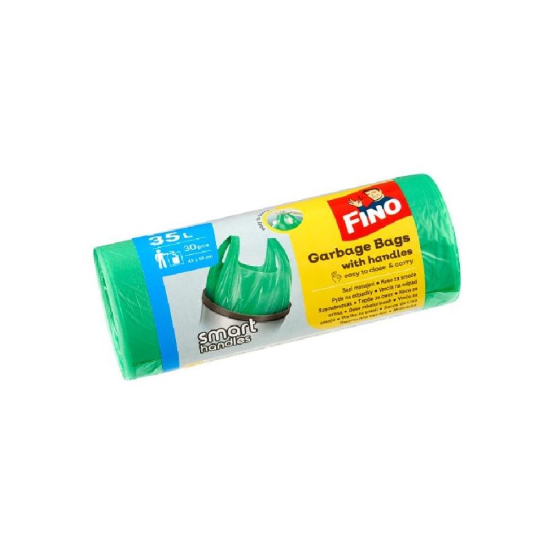 Fino pungi de gunoi cu mâner, 35 L, 30 bucăți