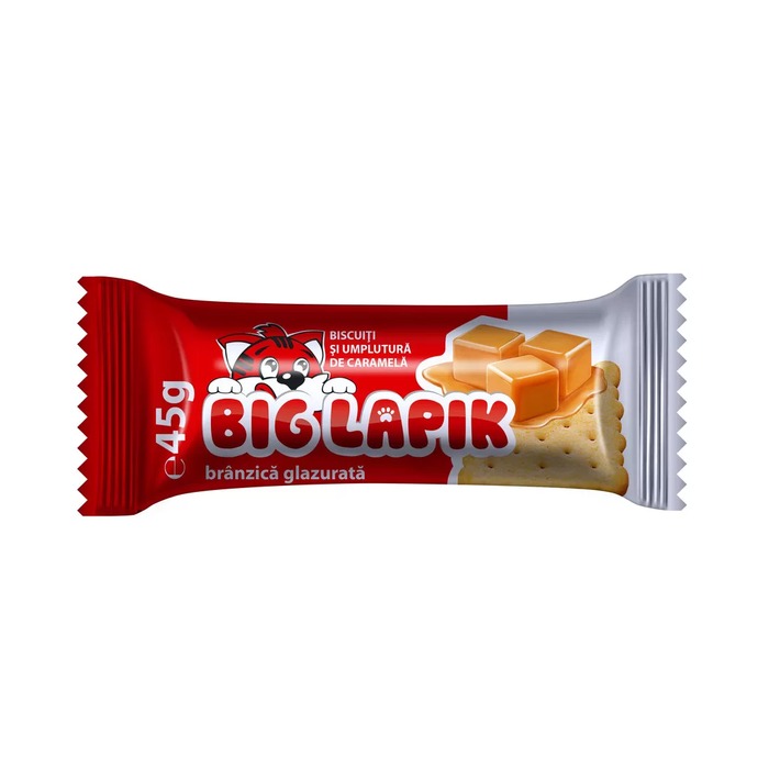 Big Lapik brânzică glazurată cu biscuit 45 g în sortiment