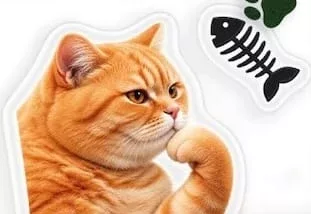 Благодійна наліпка АТБ/UAnimals: рудий кіт і риб’ячий скелет; 30.09–27.10.2026 вкл.; за наявності в магазині, запас обмежений; крім тимчасово окупованих територій; 100% прибутку — UAnimals.