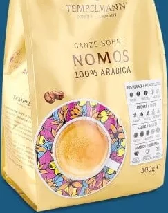 Кава в зернах Nomos ТМ Tempelmann, 500г. 28.09–11.10.2026; ЛотОК, Київ/Київська обл.; за наявності; грн з ПДВ.