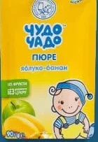 Пюре Яблуко-банан ТМ Чудо Чадо: підпис 65г; на упаковці 90г. 28.09–11.10.2026; ЛотОК, Київ/Київська обл.; за наявності; грн з ПДВ.