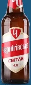Пиво Світле ТМ Чернігівське, 0,5л; опис 4,8%, на пляшці 4,6%. 28.09–11.10.2026; ЛотОК, Київ та обл.; за наявності; грн з ПДВ. Надмірний алкоголь шкодить здоров’ю.