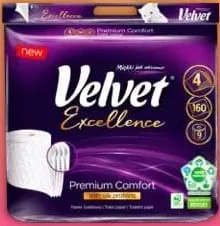Папір туалетний 4-шаровий Вельвет Експеленс Сілк, 9 шт; Польща (пак.: Premium Comfort); −40%; 29.09–12.10.26; грн з ПДВ; не вся мережа VARUS; акц.запас обмежений, доки є