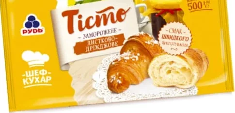 Тісто Рудь листково-дріжджове заморожене,500г; дати суперечать: с.4 30.09–13.09.26, обкл.30.09–13.10.26; не всі магазини; запас обм.; не оптом; крім окуп.Криму та зон нинішніх/минулих боїв