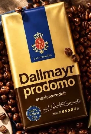 Кава Prodomo DALLMAYR, 500 г, зернова або мелена; 1 уп. від 649 грн, від 2 однакових уп. 489 грн/уп.; 30.09–20.10.2026; лише ТЦ METRO; картка; за наявності; крім ООС/тимчасово окуп. тер.; з ПДВ