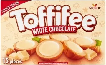 Цукерки карамельні з лісовим горіхом TOFFIFEE, 125 г; на пачці: White Chocolate, 15 шт.; 129 грн/уп.; раніше до 219 грн, знижка до 40%; 30.09–20.10.2026; лише ТЦ METRO; картка; за наявності; крім ООС/тимчасово окуп. тер.; з ПДВ