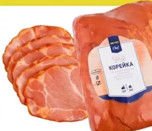 Корейка свиняча METRO Chef По-Кіровоградськи, копчено-варена, вищий ґатунок; 399 грн/кг; було до 609; до −30%; 30.09–20.10.2026; ТЦ METRO, з карткою, ПДВ, за наявності; крім ООС/ТОТ; без доставки/metro.zakaz.ua