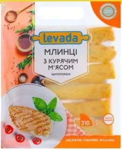 Млинці з курячим м’ясом LEVADA заморожені, 310 г; 1 уп.=68; від 2=46.90 грн/уп.; 30.09–20.10.2026; ТЦ METRO, з карткою, ПДВ, за наявності; крім ООС/ТОТ; без доставки/metro.zakaz.ua
