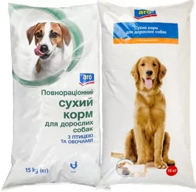 ARO сухий корм собакам, 15 кг: 1 шт. 869; від 2 однакових 779 грн/шт.; лише ТЦ METRO UA, крім ООС/окуп. тер.; з карткою, за наявності; 30.09–20.10.2026; з ПДВ