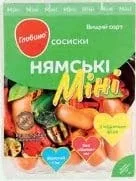 Сосиски Нямські міні з курячим філе, вищого ґатунку, без оболонки, газ. уп. 350 г, Глобино; 29.09–12.10.2026; обмежена кількість, не оптом