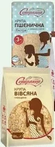 Крупа вівсяна плющена в/г 500г / Екстра пшенична з твердого зерна 600г / Пластівці Ніжні вівсяні без варіння 400г «Сквирянка»; від 31.50 грн; було від 37.70 грн; 29.09–12.10.2026; кількість обмежена; не оптом