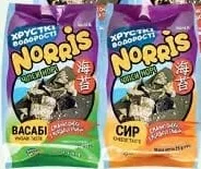 Норі чіпси з васабі/сиром/сіллю/хондаші 25г «Norris»; 29.09–12.10.2026; кількість обмежена; не оптом