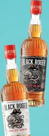 Напій спиртний з ромом Black Roger Spiced Gold/Black 35% 0,5л; 219,90, було від255,20грн; 18+; 29.09–12.10.2026; кількість обмежена; не оптом. грн з усіма знижками мережі