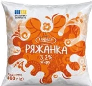 ПОРАДА ряжанка 3,2%, 400 г; Лише Харків/обл.; 01–14.10.2026; запас обмеж., може бути не в усіх магазинах; грн з ПДВ.