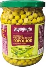 Горошок зелений консервований 460 г, Традиція; 01.10.26 08:00–14.10.26 23:00; за наявності; усі/деякі магазини; бали Родина не нарах.
