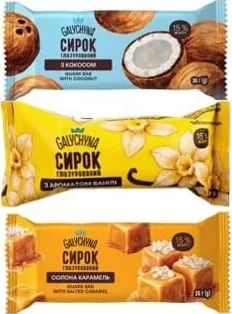 Сирок глазурований, ваніль/кокос/солона карамель, 15%, 36 г, Галичина;13,90₴;стар.=сер.мережі 19,90₴;01.10.26 08:00–14.10.26 23:00;до вичерпання запасів;може бути не всюди;бали Родина не нарах.