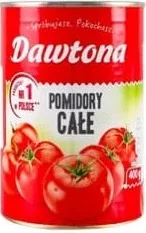 Томати цілі очищені консервовані, 400 г, Dawtona;56,90₴;стар.=сер.мережі 67,90₴;01.10.26 08:00–14.10.26 23:00;до вичерпання запасів;може бути не всюди;бали Родина не нарах.