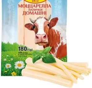 Сир Моцарелла, паличка, Новгород-Сіверський, 180 г, Україна; лише магазини з каталогу; 01.10–02.11.2026; за наявності; з ПДВ
