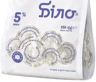 Сир кисломолочний Домашній Біло 5%, 350 г, Україна; лише магазини з каталогу; 01.10–02.11.2026; за наявності; з ПДВ
