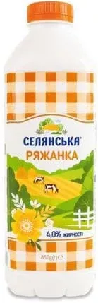 Ряжанка Селянська 4,0%, 850 г, Україна; лише магазини з каталогу; 01.10–02.11.2026; за наявності; з ПДВ