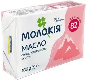 Масло Екстра Молокія 82%, 180 г, Україна; лише магазини з каталогу; 01.10–02.11.2026; за наявності; з ПДВ