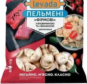 Пельмені Фірмові Левада з яловичиною та свининою, 800 г, Україна; лише магазини з каталогу; 01.10–02.11.2026; за наявності; з ПДВ