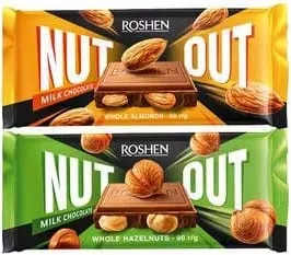 Шоколад NUT Roshen, в асортименті, 90 г, Україна; лише магазини з каталогу; 01.10–02.11.2026; за наявності; з ПДВ