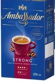 Кава мелена Ambassador: Strong, Dark Roast, 225 г, Україна; лише магазини з каталогу; 01.10–02.11.2026; за наявності; з ПДВ