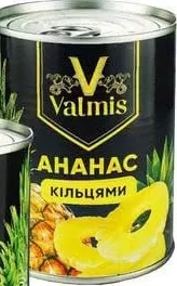 Ананас консервований Valmis: кільця / шматочки в сиропі, 565 г; Таїланд; Лише магазини каталогу; 01.10–02.11.2026; за наявності; грн з ПДВ.