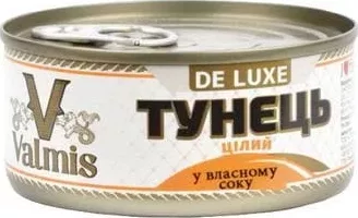 Тунець Valmis DeLuxe цілий в олії / у власному соку, 150 г; Таїланд; Лише магазини каталогу; 01.10–02.11.2026; за наявності; грн з ПДВ.