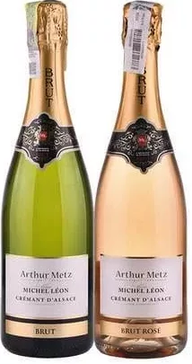 Ігристе Brut Cremant біле / рожеве, 0,75 л; підпис: Philippe Michel, пляшки: Arthur Metz / Michel Léon; Франція; Лише магазини каталогу; 01.10–02.11.2026; за наявності; грн з ПДВ.