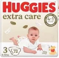 Підгузки Huggies Extra care 3 Mega/4 Mega/5 Mega, Чехія, 50/60/72 шт; 01.10–02.11.2026; лише магазини з каталогу; за наявності; ПДВ вкл.