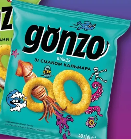 Снеки кукурудзяні Gonzo, 40 г: кільця кальмар/сметана-зелень; трикутники сир/бекон; від 2 шт: 12,90 грн/шт; 1 шт: 15,90 грн; 01–14.10.2026; асортимент може різнитись; ціни можуть змінитись; стара = середня мережі до акції