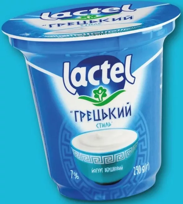 Йогурт 7% «Грецький стиль», Lactel, 230г; 01–14.10.2026; асортимент може різнитися; ціни можуть змінюватися; стара=середня в мережі до акції